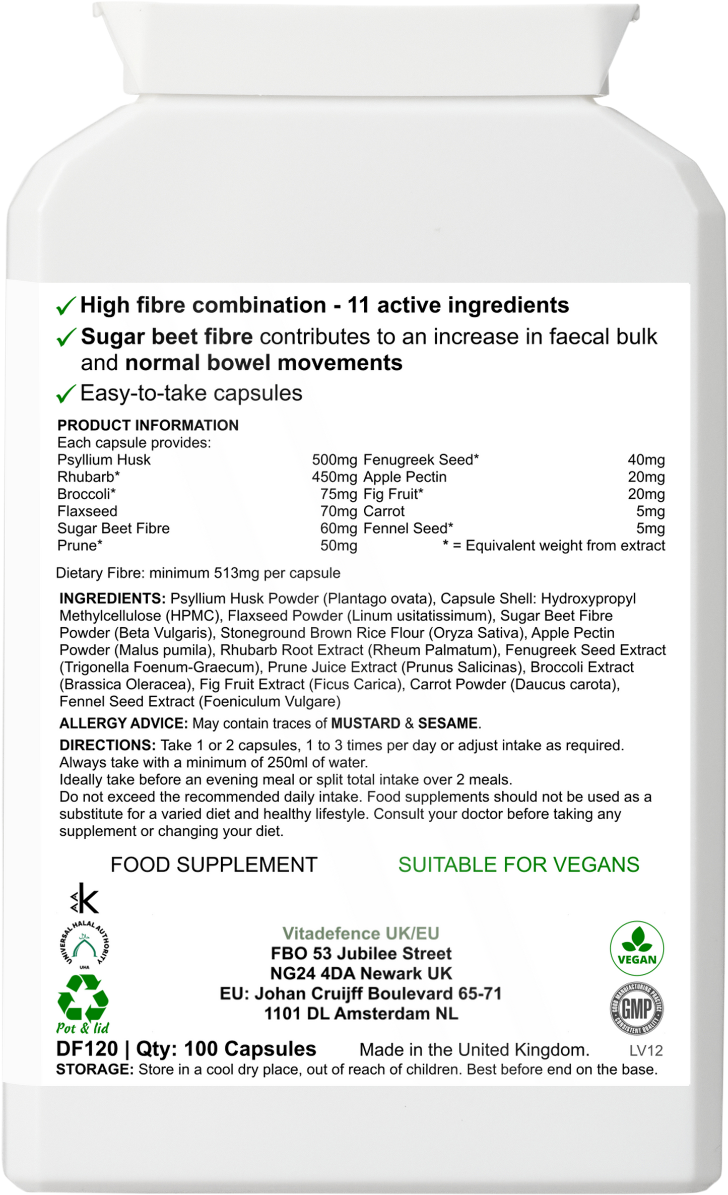 Psyllium Husk Multi | High-Fibre Botanical Blend – 100 Capsules