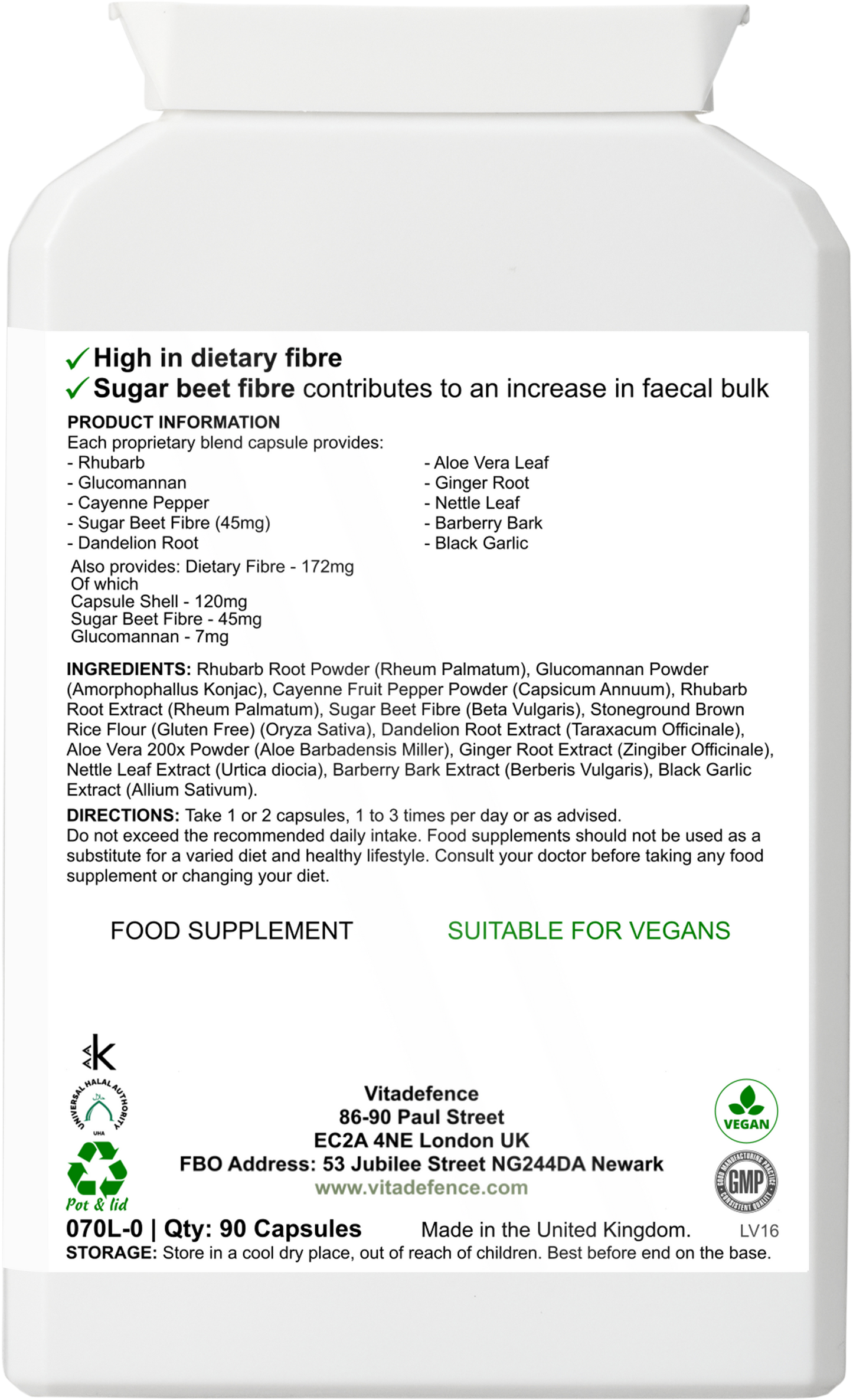 Herbal Multi – Sugar Beet Fibre & Botanical Blend – 90 Vegan Capsules