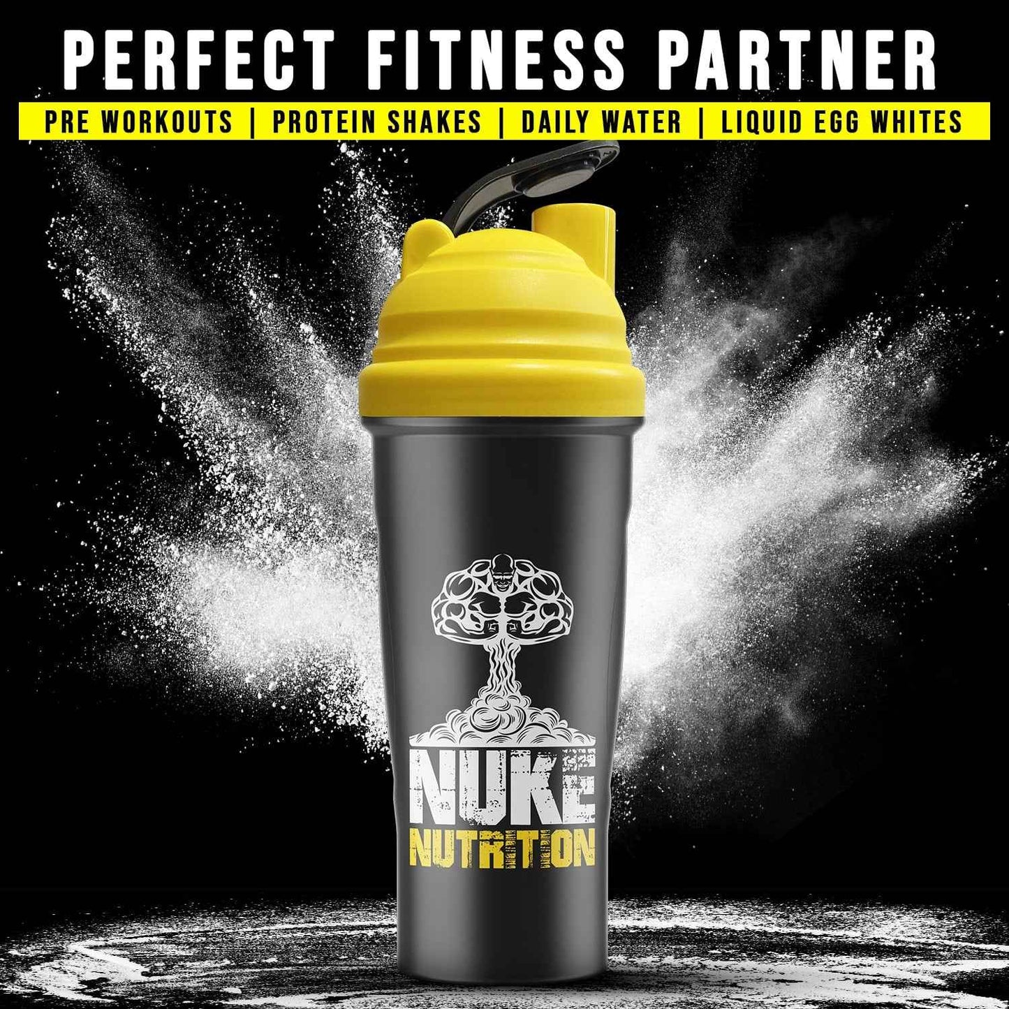 Nuke Nutrition Protein Shaker Gym Bottle 700ml - Easy Clean & Dishwasher Safe