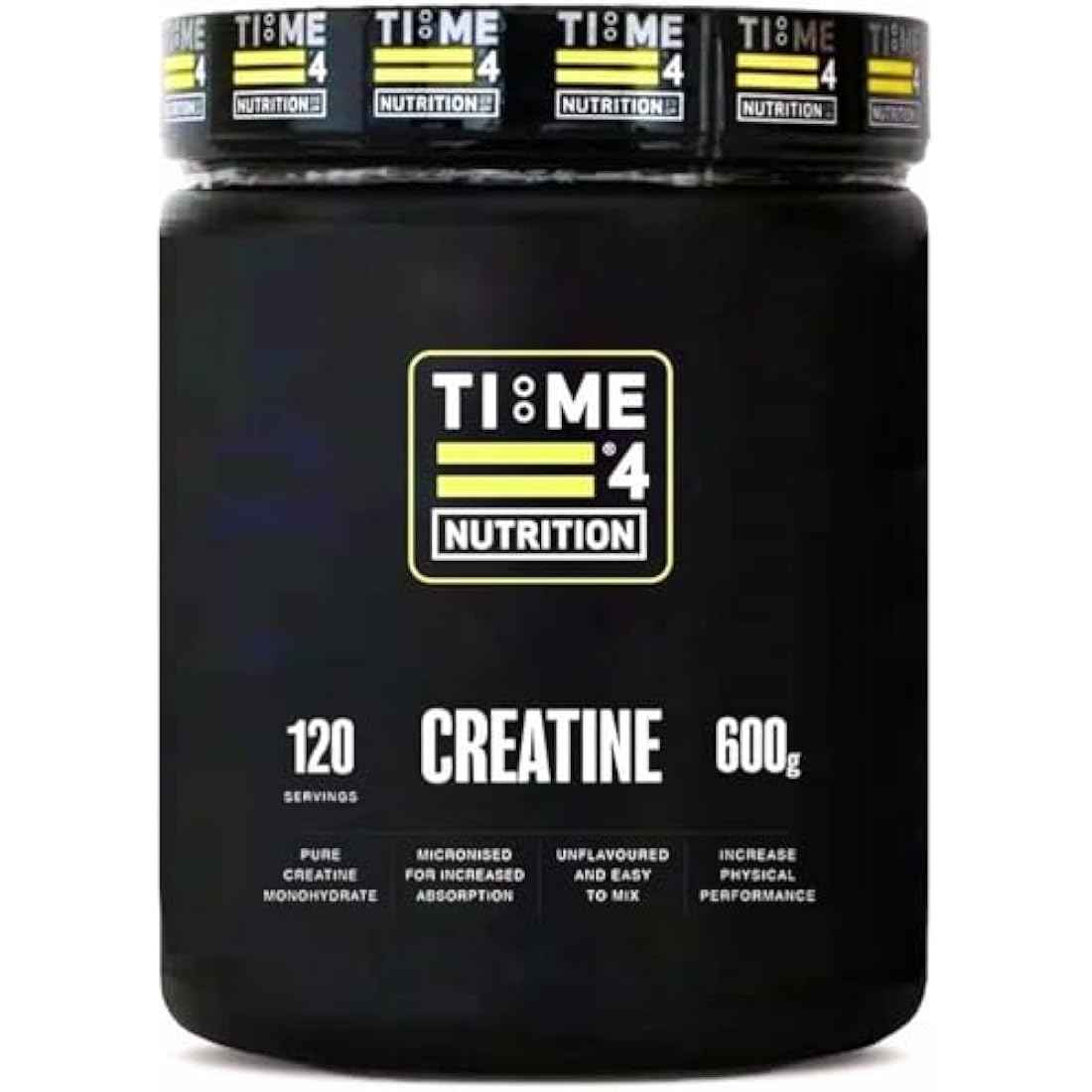 Time 4 Creatine Powder 600g - 120 x 5g Servings - Micronised Creatine Monohydrate Powder, Unflavoured 100% Pure Premium Grade Creatine Monohydrate, Easy to Mix, Vegan Friendly, Gluten Free, No Filler