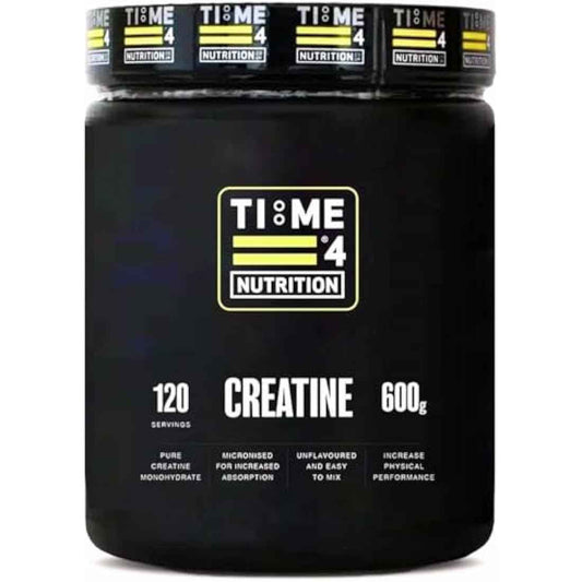 Time 4 Creatine Powder 600g - 120 x 5g Servings - Micronised Creatine Monohydrate Powder, Unflavoured 100% Pure Premium Grade Creatine Monohydrate, Easy to Mix, Vegan Friendly, Gluten Free, No Filler