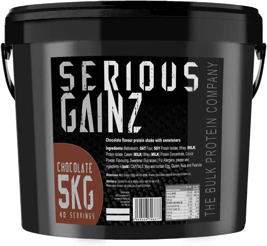 SERIOUS GAINZ - Whey Protein Powder - Weight Gain, Mass Gainer - 30g Protein Powders (Chocolate, 5kg)
