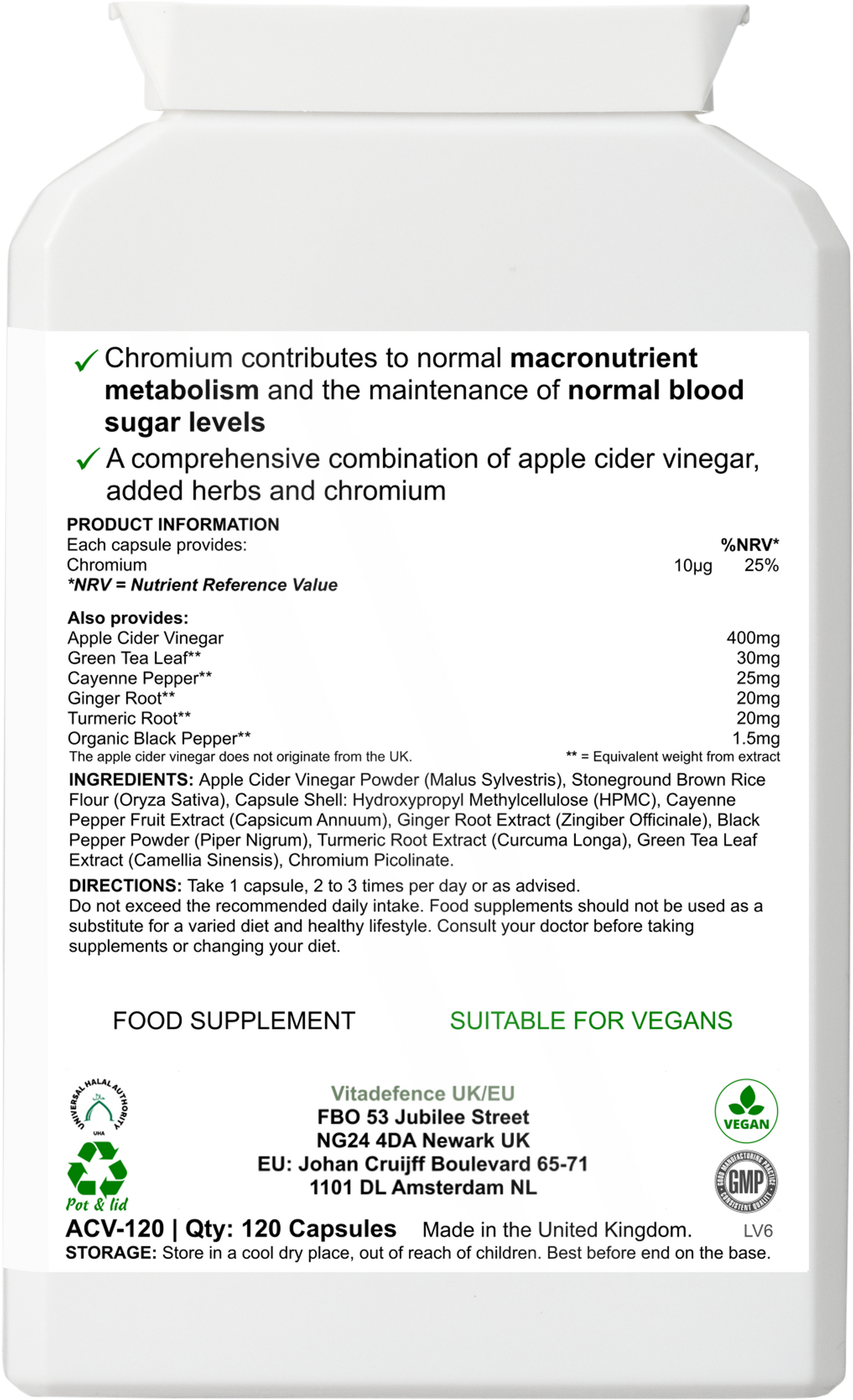 Apple Cider Multi | With Chromium, Turmeric & Botanicals – 120 Vegan Capsules