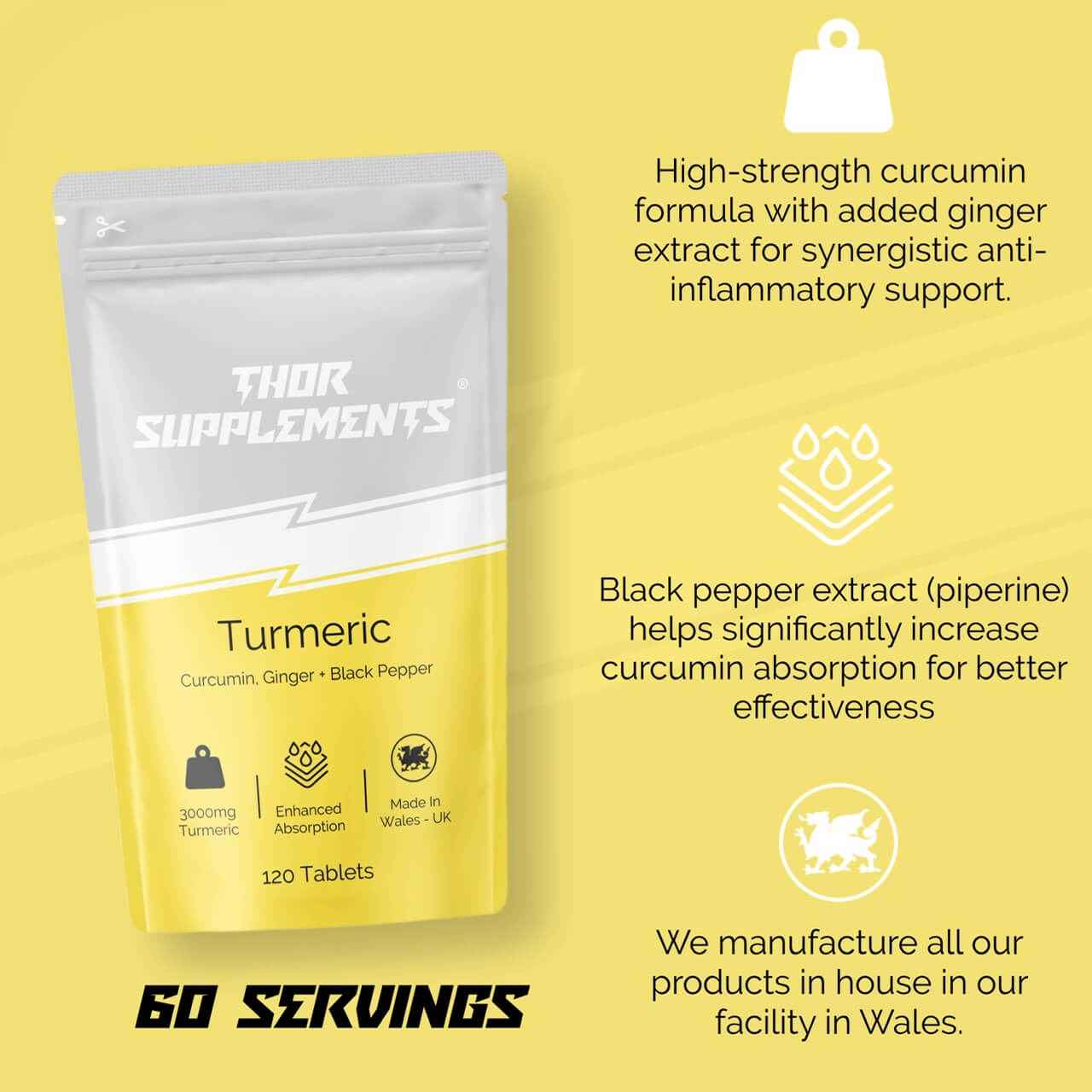 Turmeric, Ginger and Black Pepper | 120 Tablets