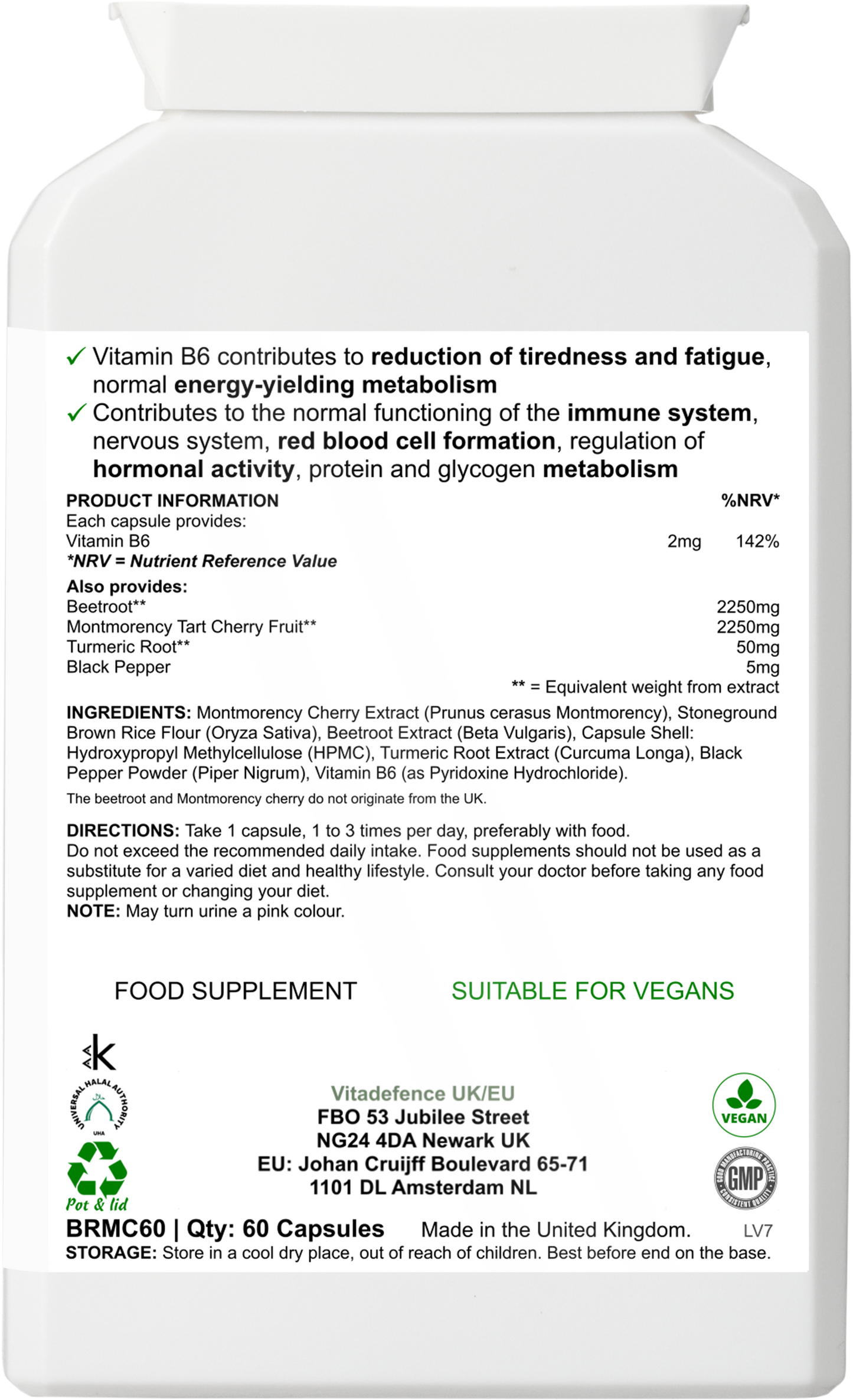 Montmorency Multi | With Vitamin B6, Beetroot & Tart Cherry – 60 Capsules