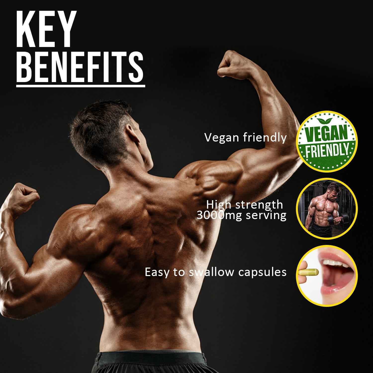 Creatine Monohydrate Capsules 3000mg Serving Muscle Growth & Strength Capsules