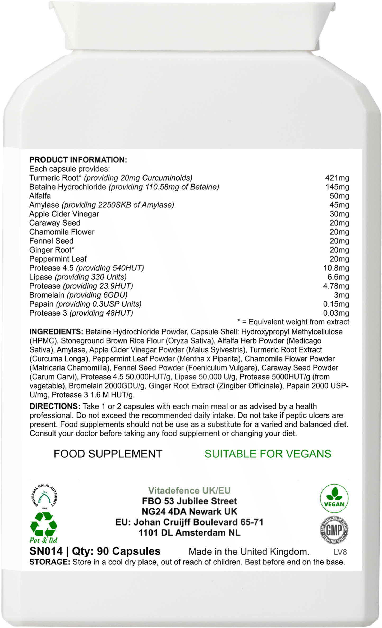 Digestive Enzyme Multi | With Turmeric, Apple Cider Vinegar & Enzyme Blend – 90 Capsules