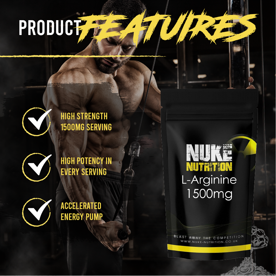 L-Arginine 1500mg High Strength Pre Workout Nitric Oxide Pump Capsules