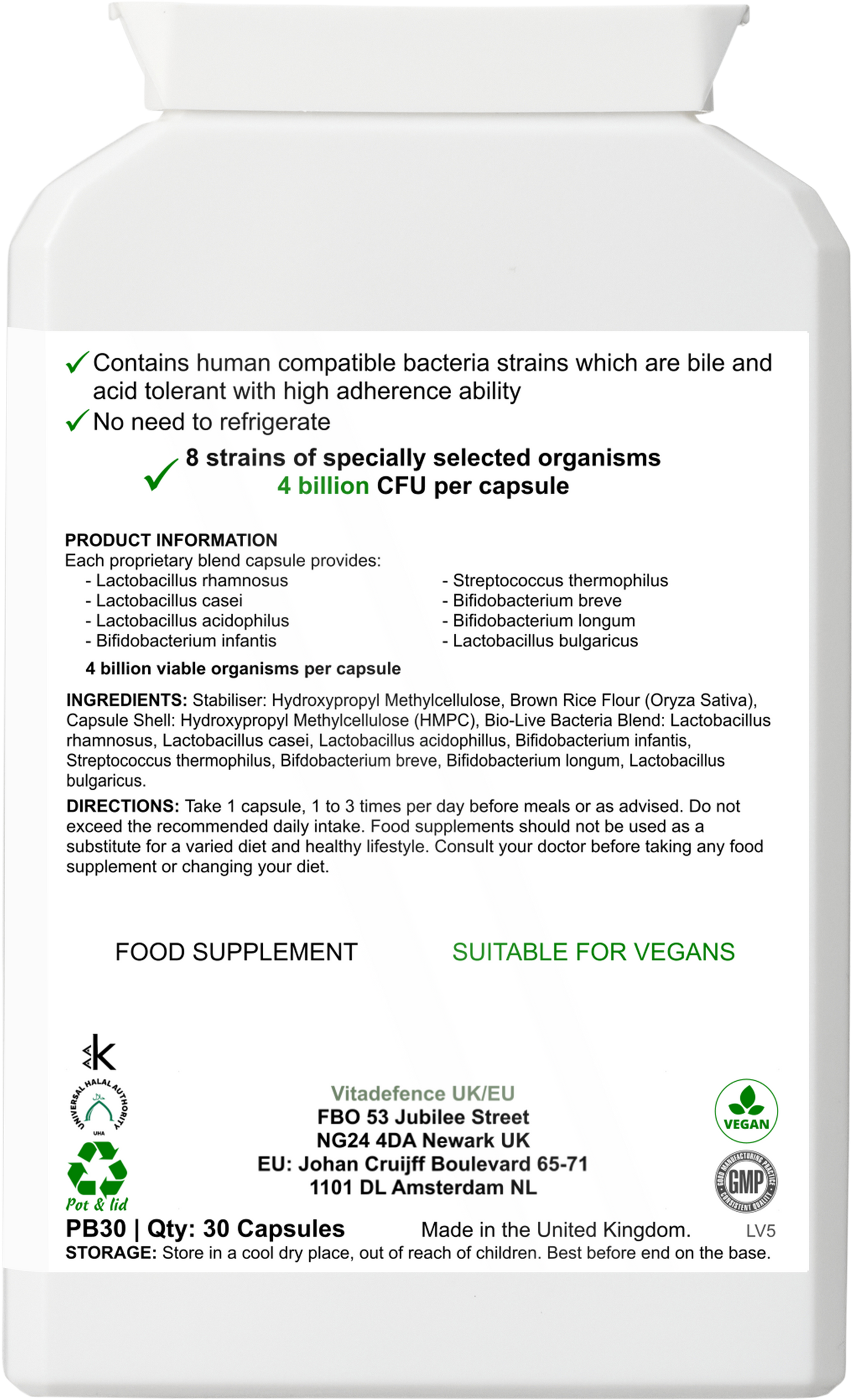 Live Cultures Multi | 8 Strains, 4 Billion CFU – 30 Capsules
