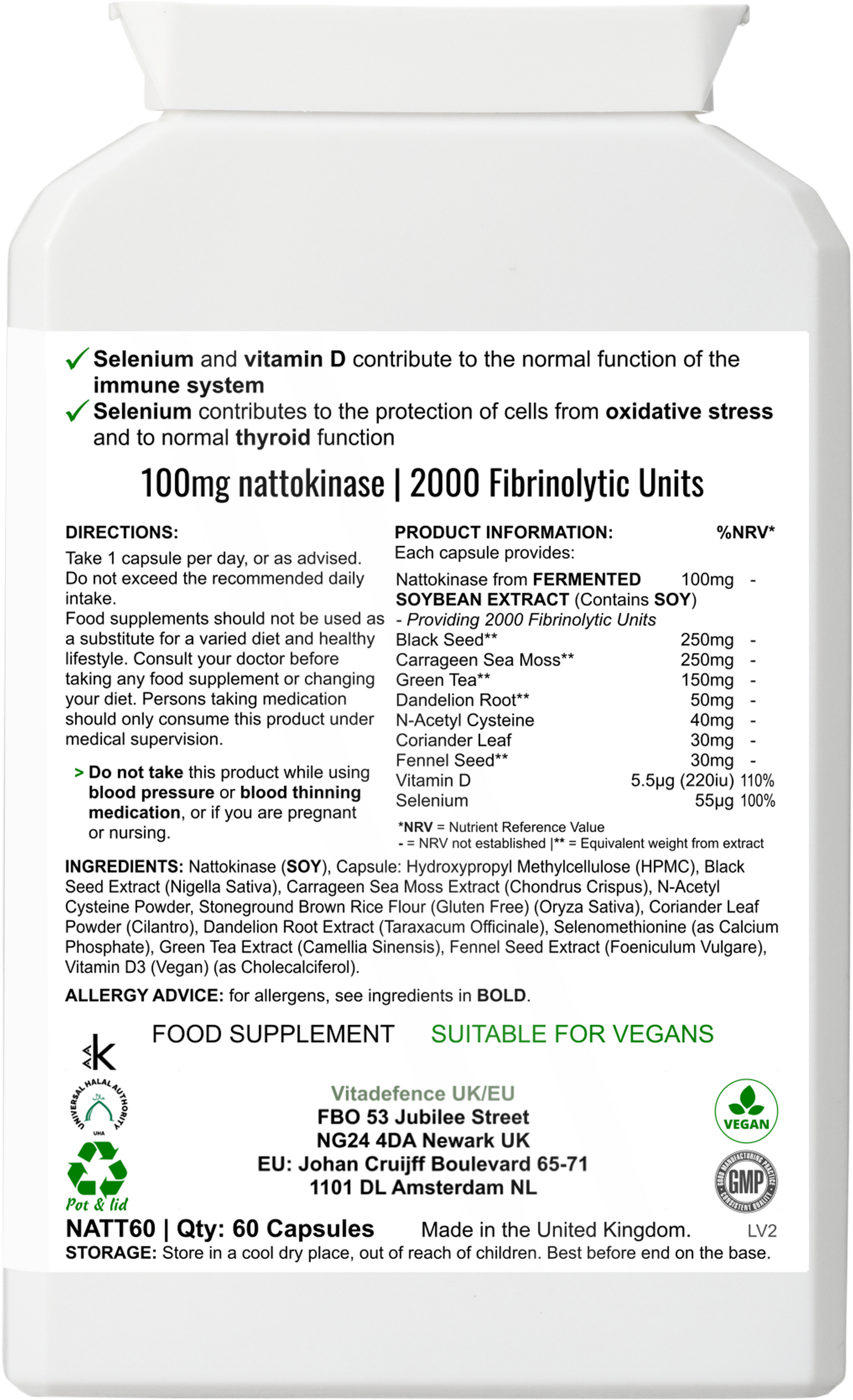 Nattokinase Multi | With Vitamin D3, Selenium & Botanicals – 60 Capsules