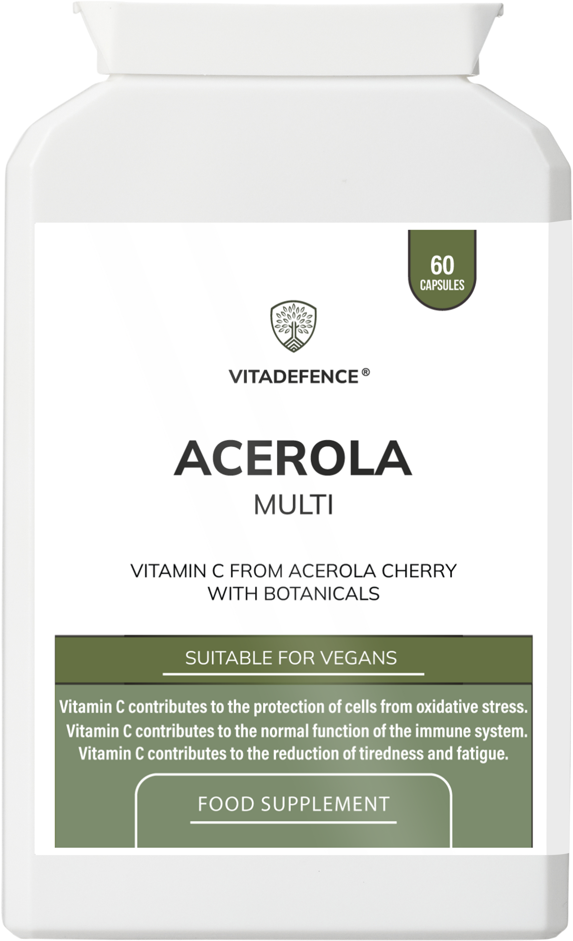 Vitamin C Capsules | Food-Based Acerola Vitamin C – 60 Vegan Capsules