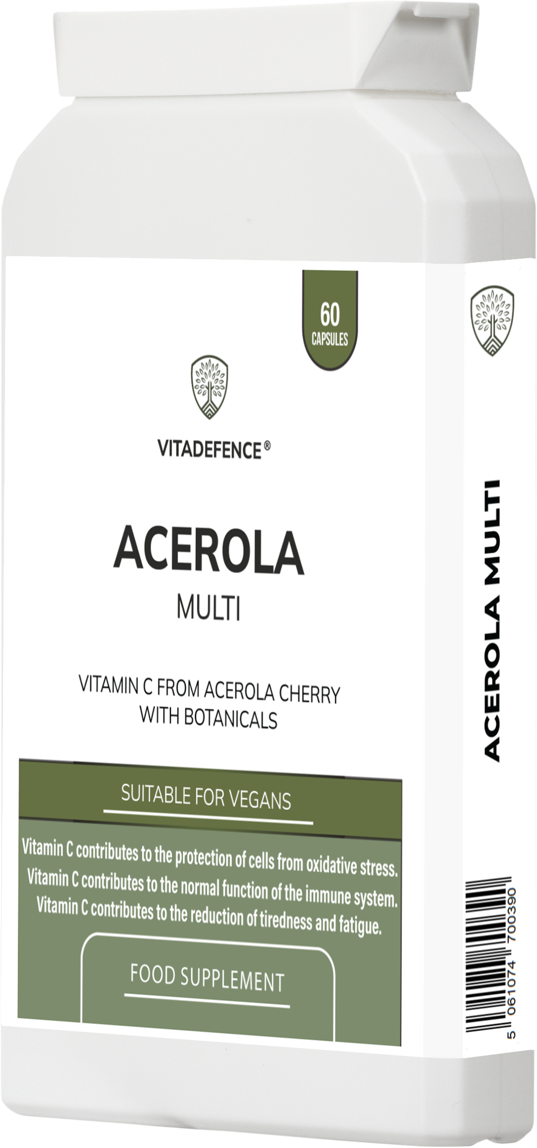 Vitamin C Capsules | Food-Based Acerola Vitamin C – 60 Vegan Capsules