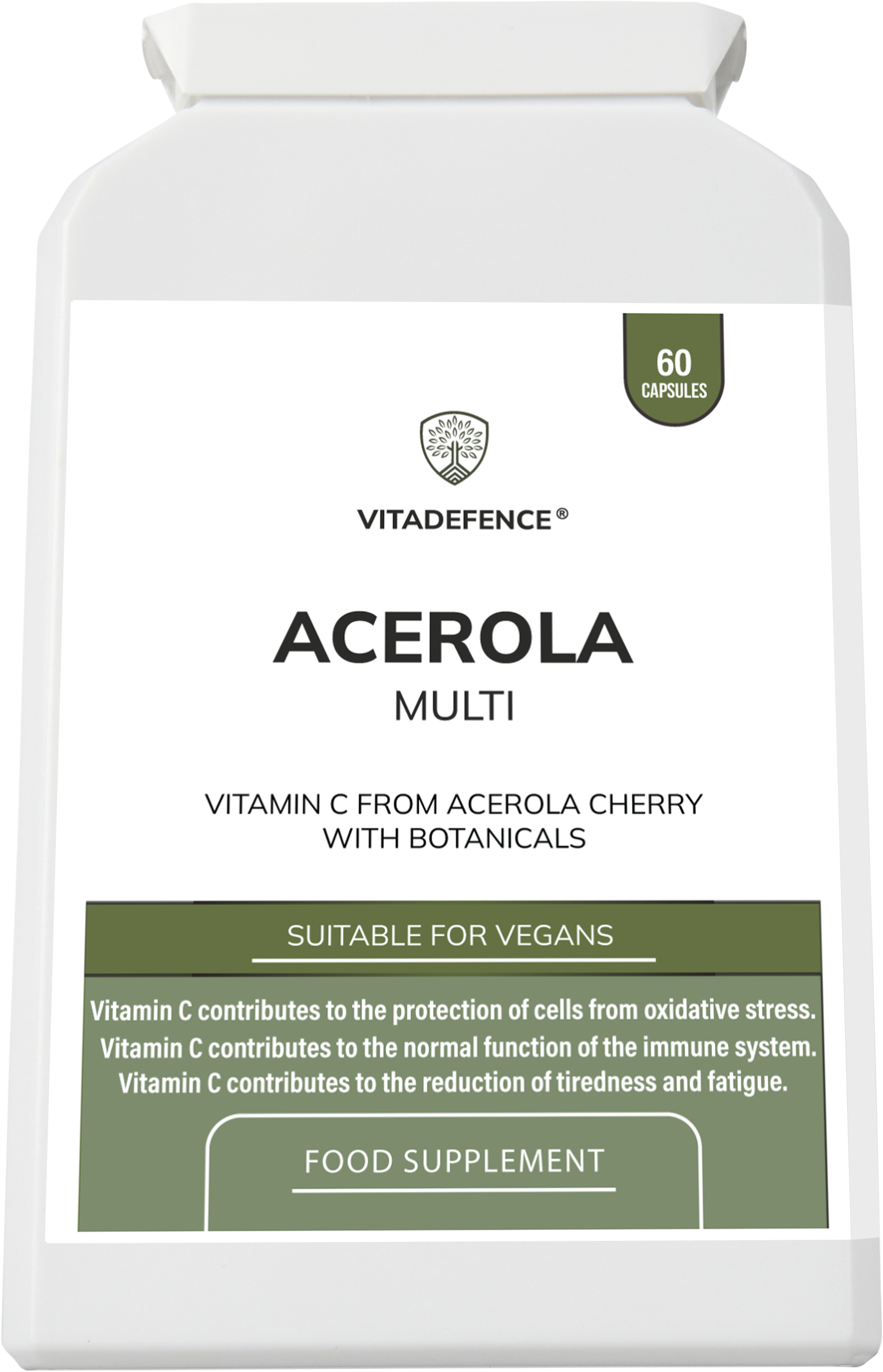 Vitamin C Capsules | Food-Based Acerola Vitamin C – 60 Vegan Capsules
