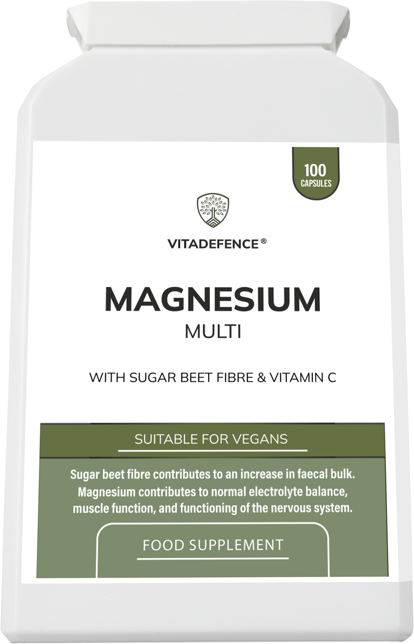 Magnesium Multi | With Vitamin C & Sugar Beet Fibre – 100 Vegan Capsules