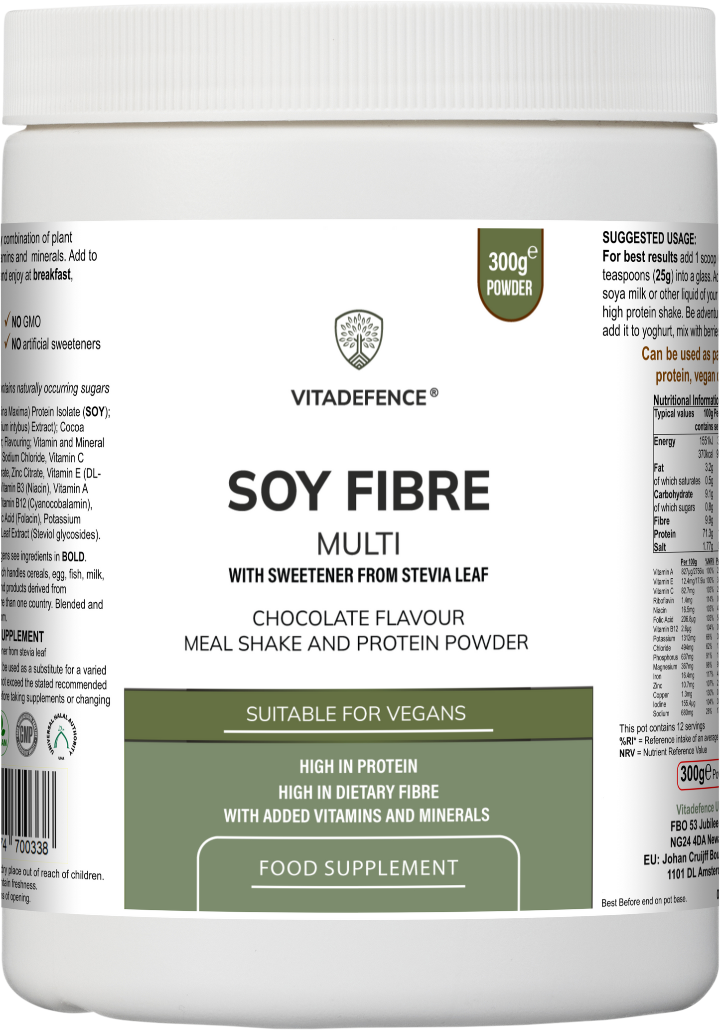 Soy Fibre Multi | Chocolate Flavour Protein Powder with Vitamins & Minerals – 300 g