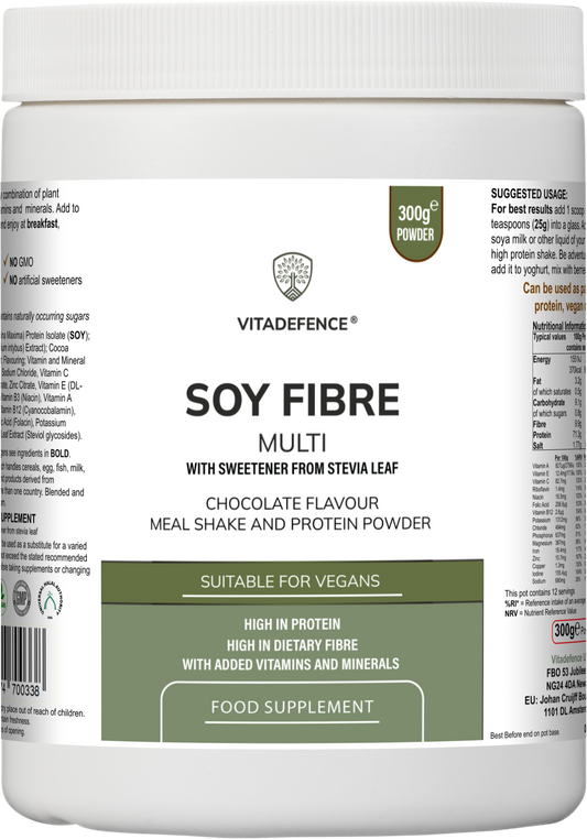 Soy Fibre Multi | Chocolate Flavour Protein Powder with Vitamins & Minerals – 300 g