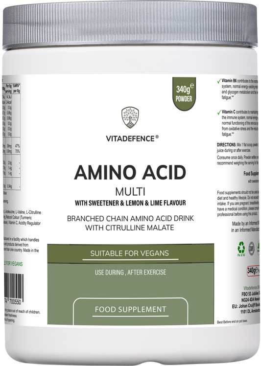 Amino Acid Multi | Lemon & Lime Flavour with Citrulline Malate, BCAAs & Vitamins – 300 g