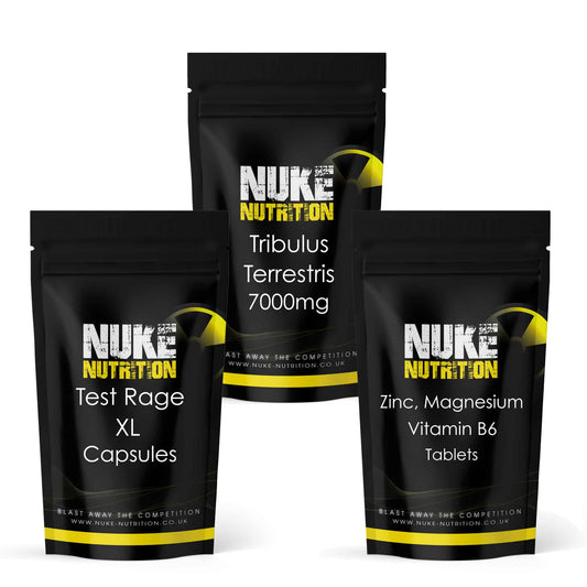 Testosterone Support Bundle Stack - Test Rage XL, Tribulus, Zinc Magnesium & Vitamin B6 x 180