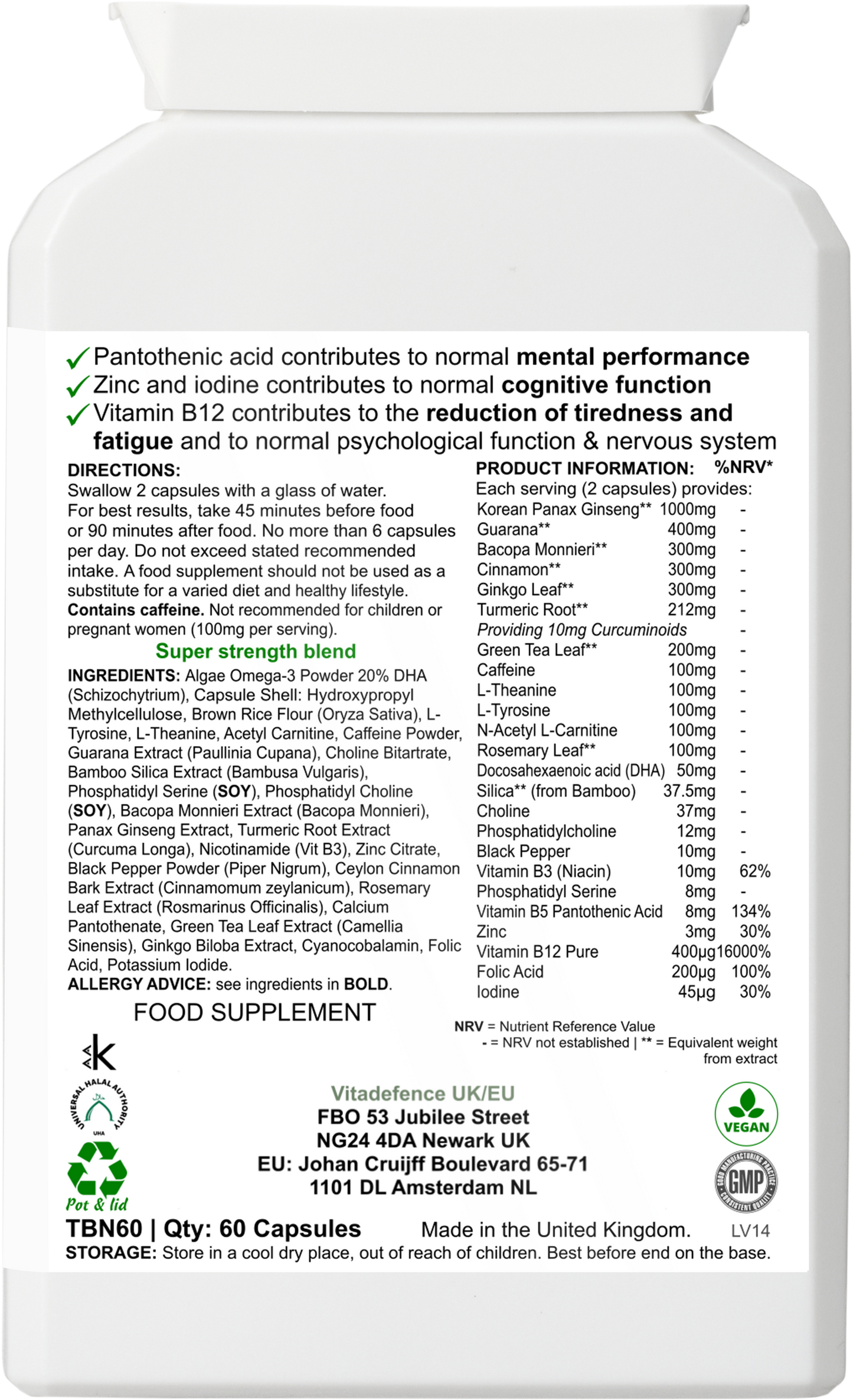 Panax Ginseng Multi | With Botanicals, Vitamins & Minerals – 60 Capsules