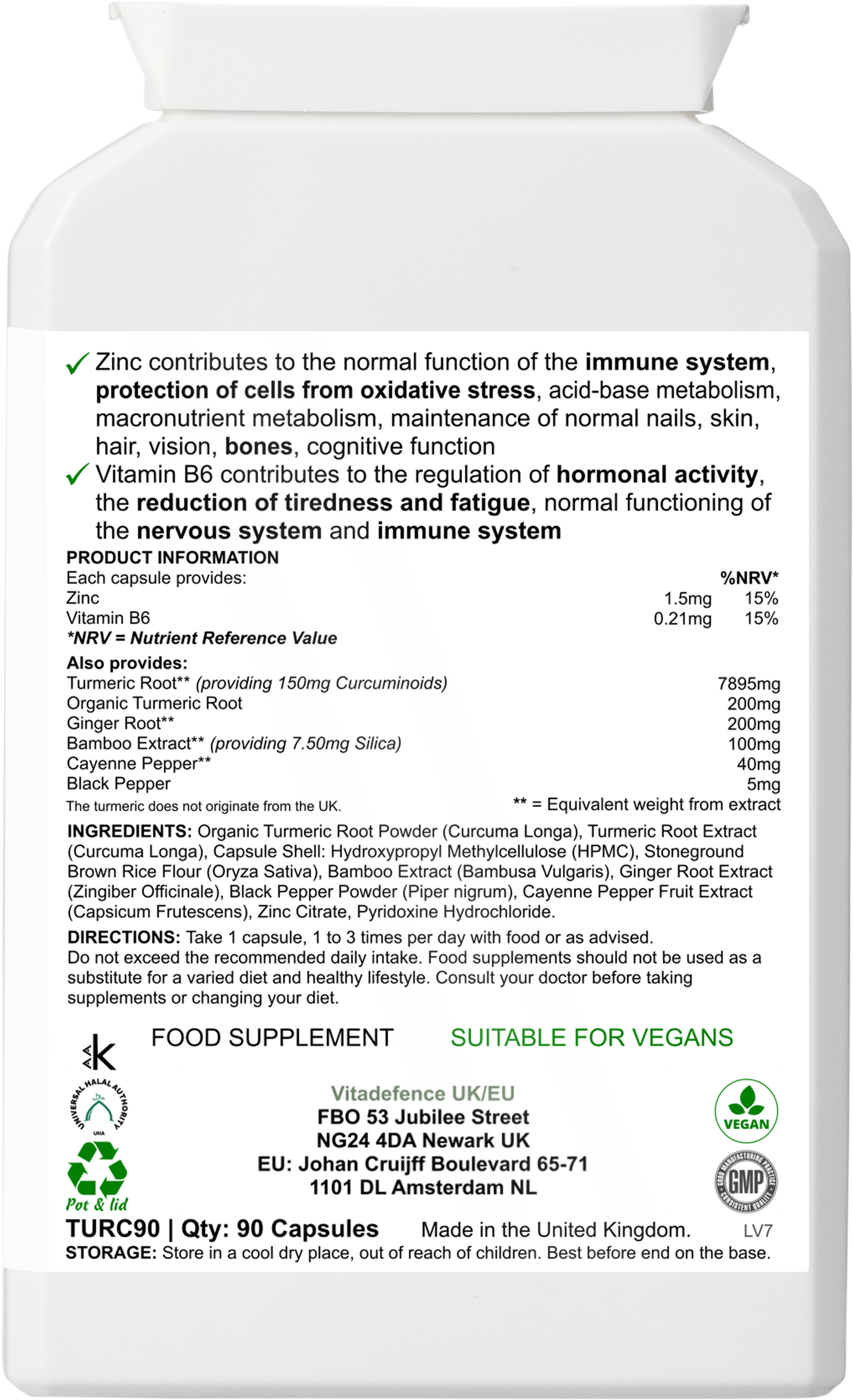 Turmeric Max | With Vitamin B6, Zinc & Botanicals – 90 Capsules