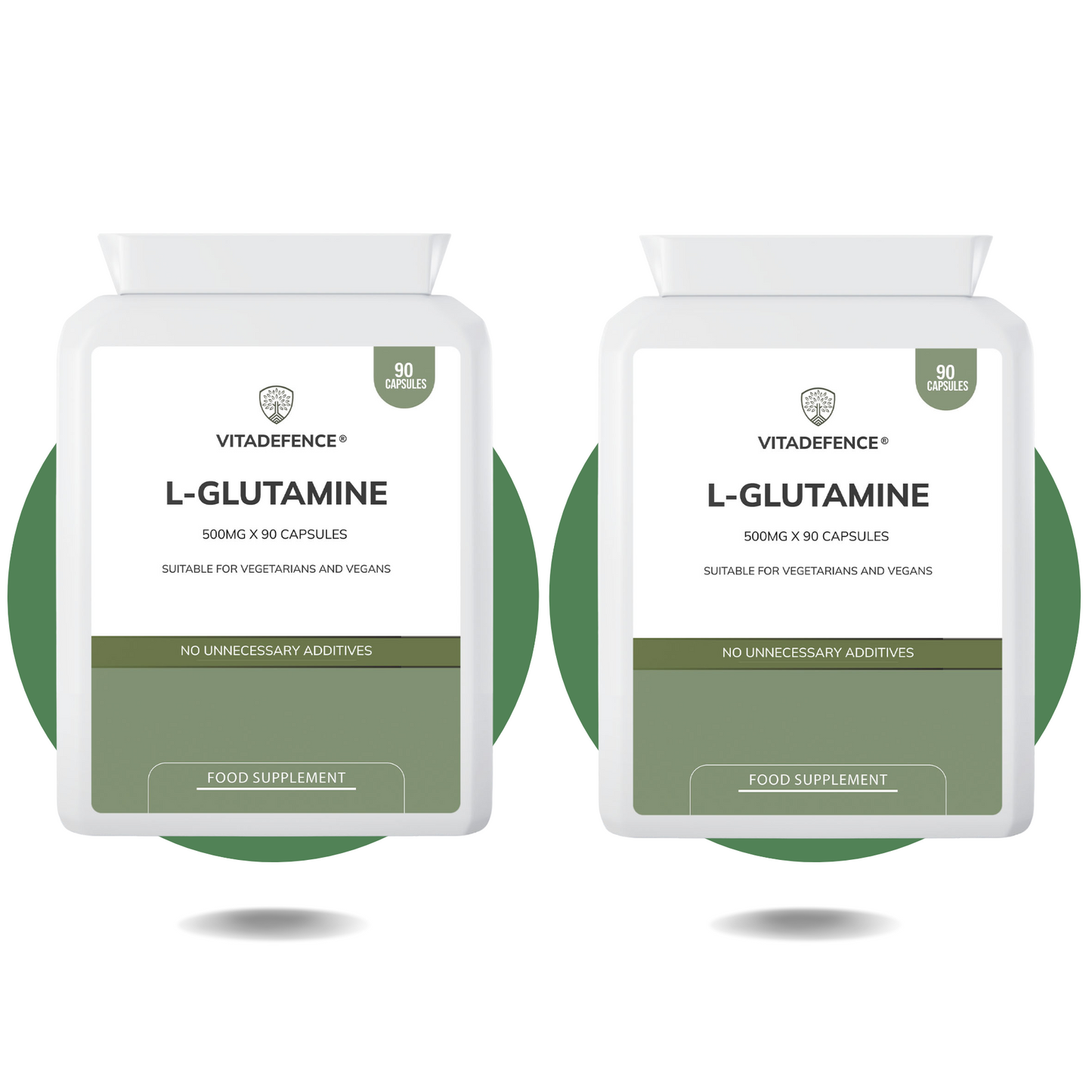 L-Glutamine 2-Pack | Pure L-Glutamine 500mg – 180 Capsules (2 x 90)
