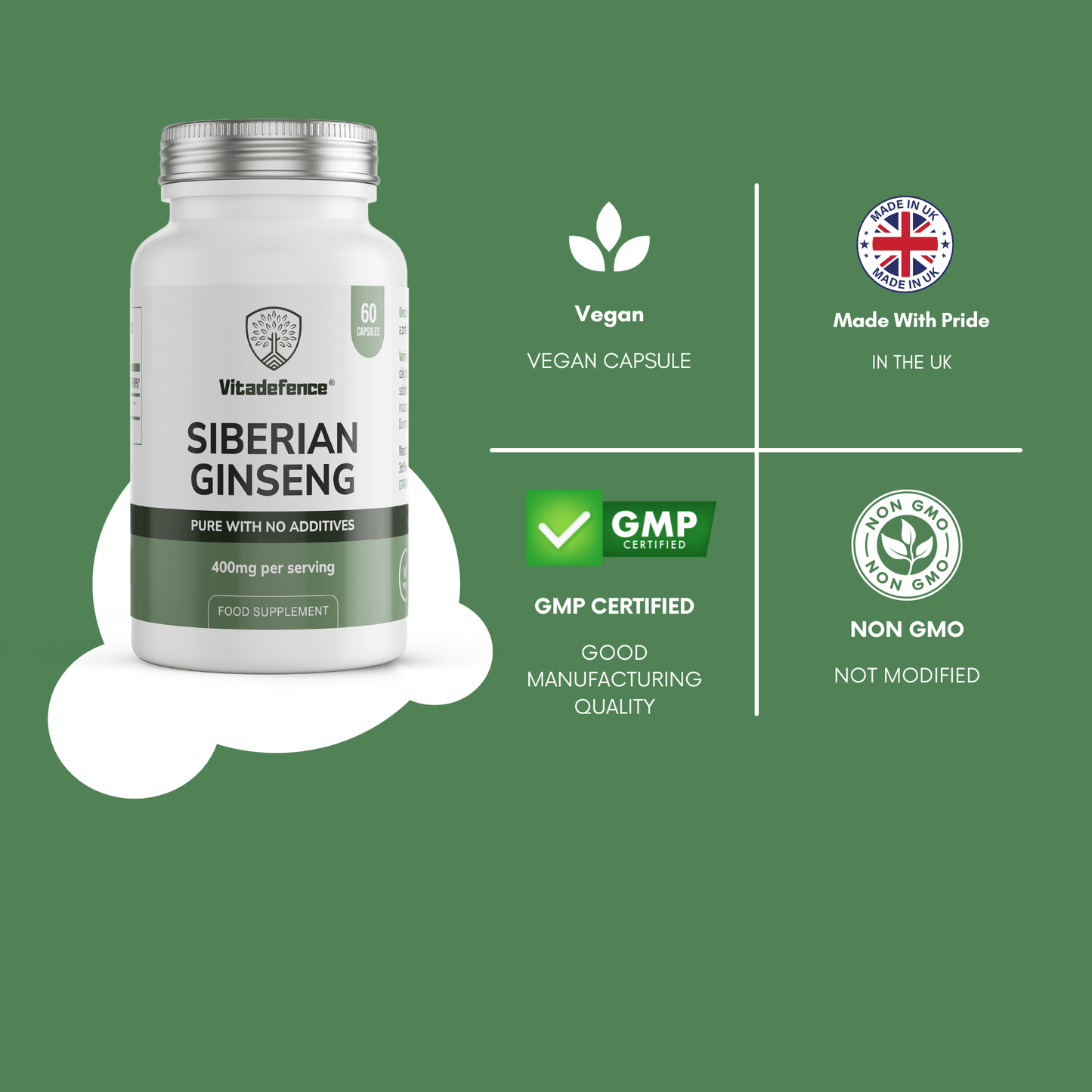 Siberian Ginseng | 400 mg Vegan Capsules – 60 Count