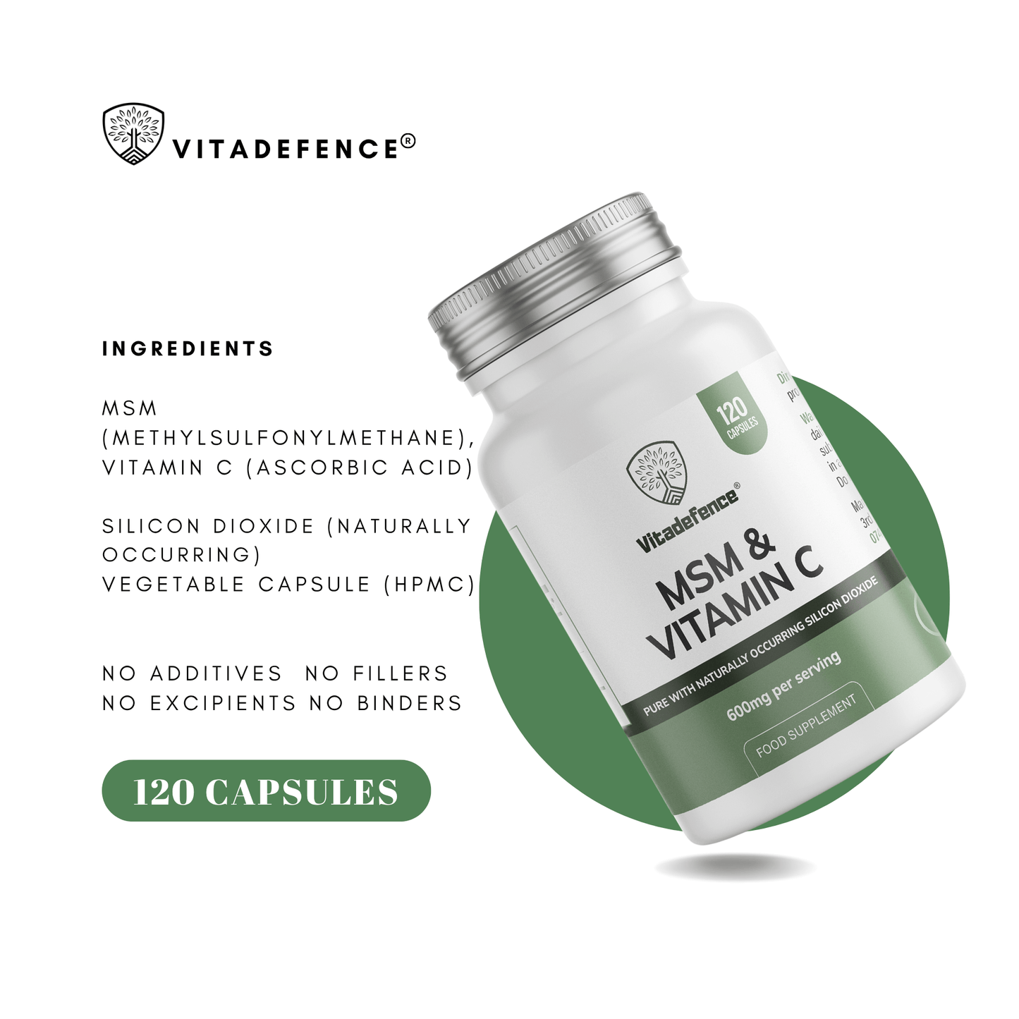 MSM + Vitamin C | Vegan Capsules – 120 Count