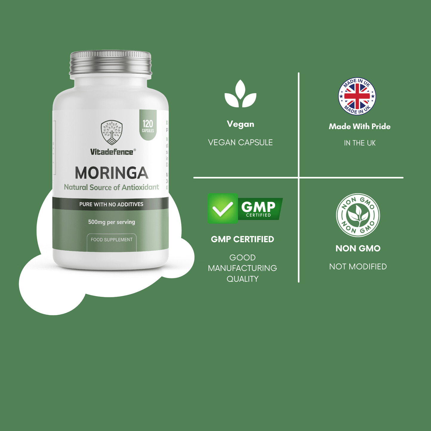 Moringa Oleifera | 500 mg Vegan Capsules – 120 Count