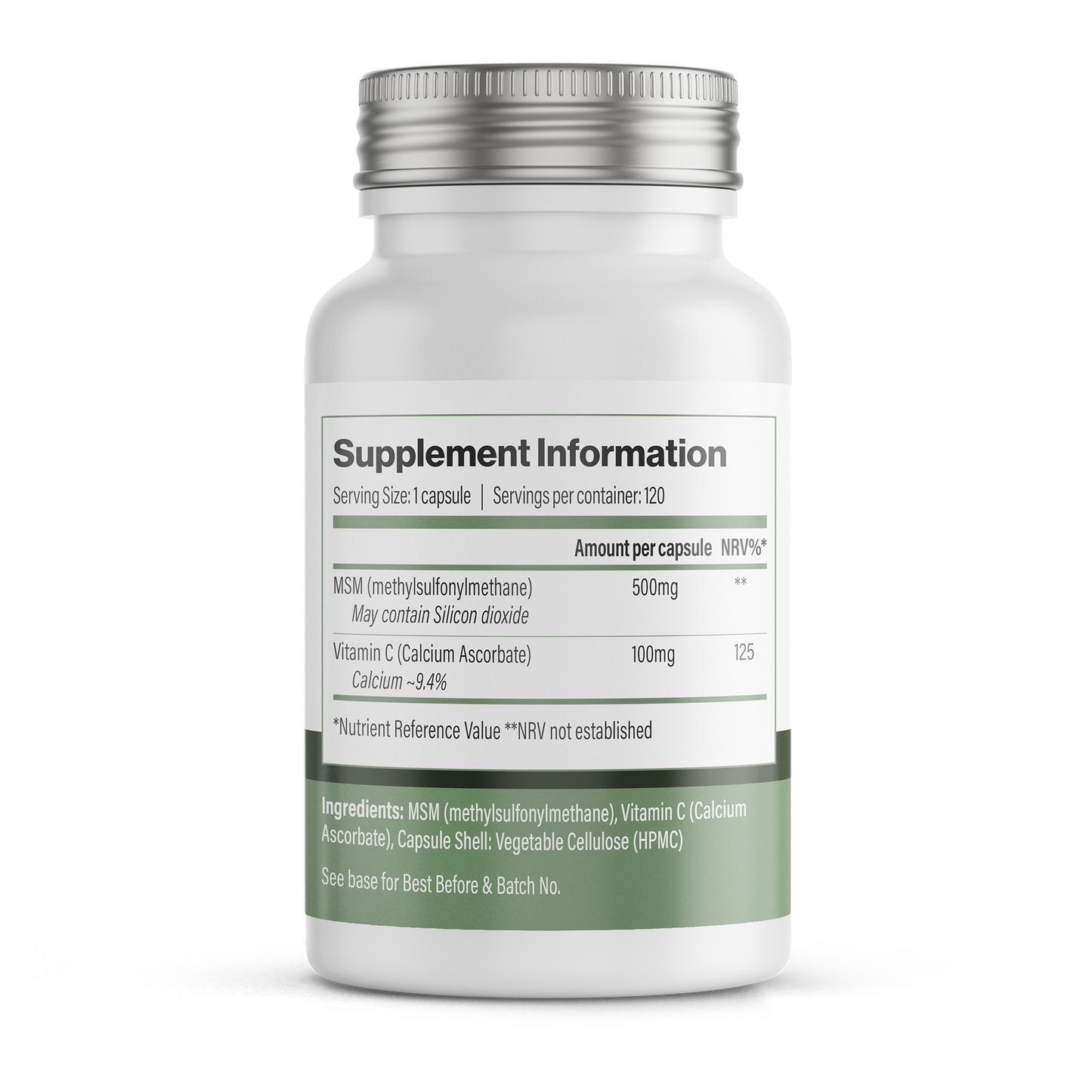 MSM + Vitamin C | Vegan Capsules – 120 Count