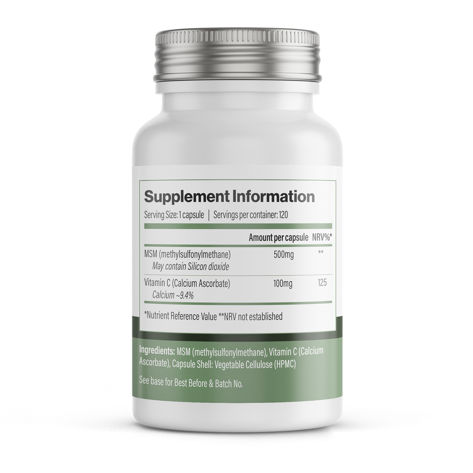 MSM + Vitamin C | Vegan Capsules – 120 Count
