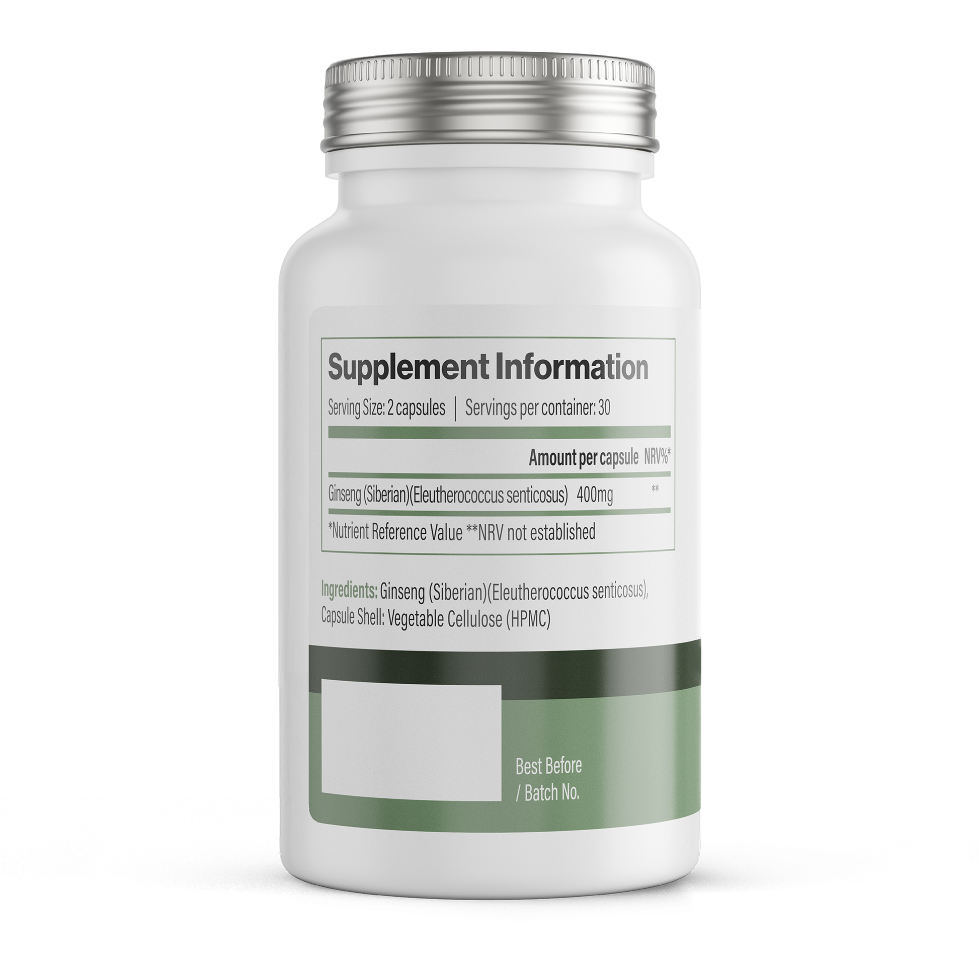 Siberian Ginseng | 400 mg Vegan Capsules – 60 Count