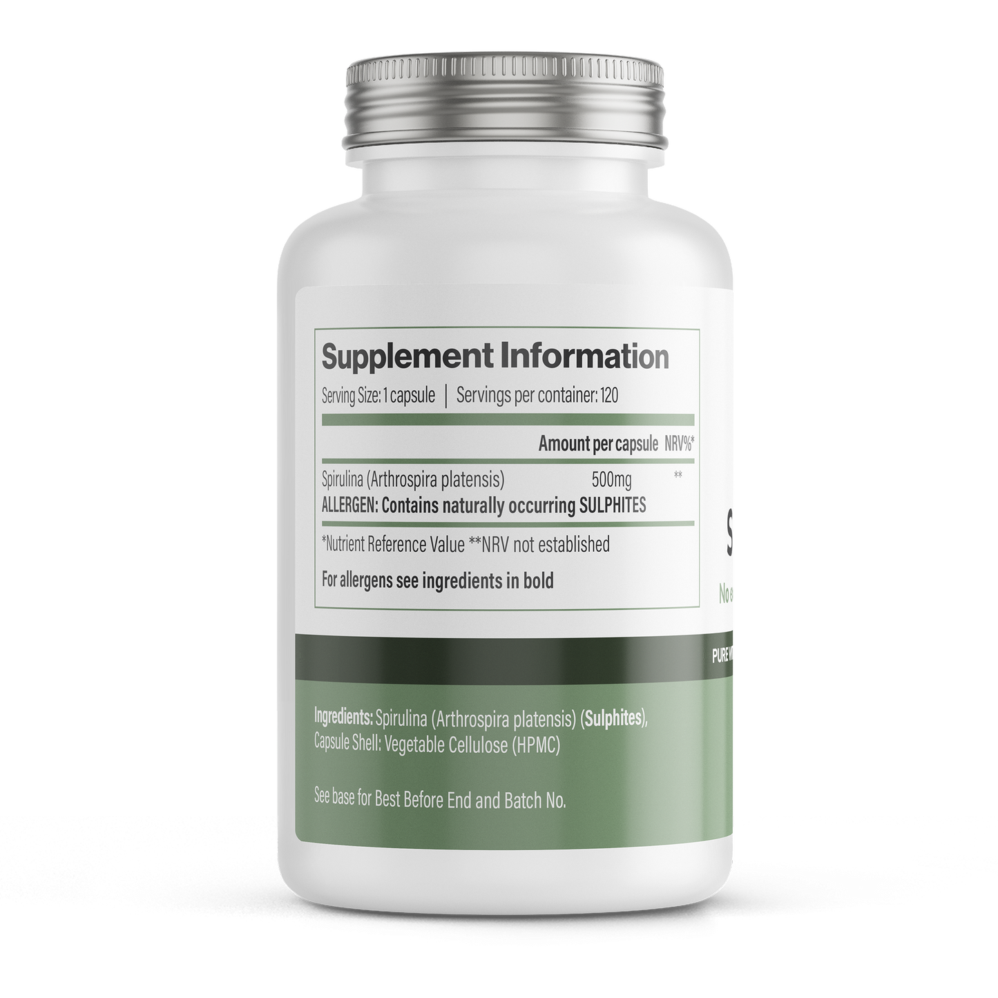 Spirulina | 500 mg Vegan Capsules – 120 Count