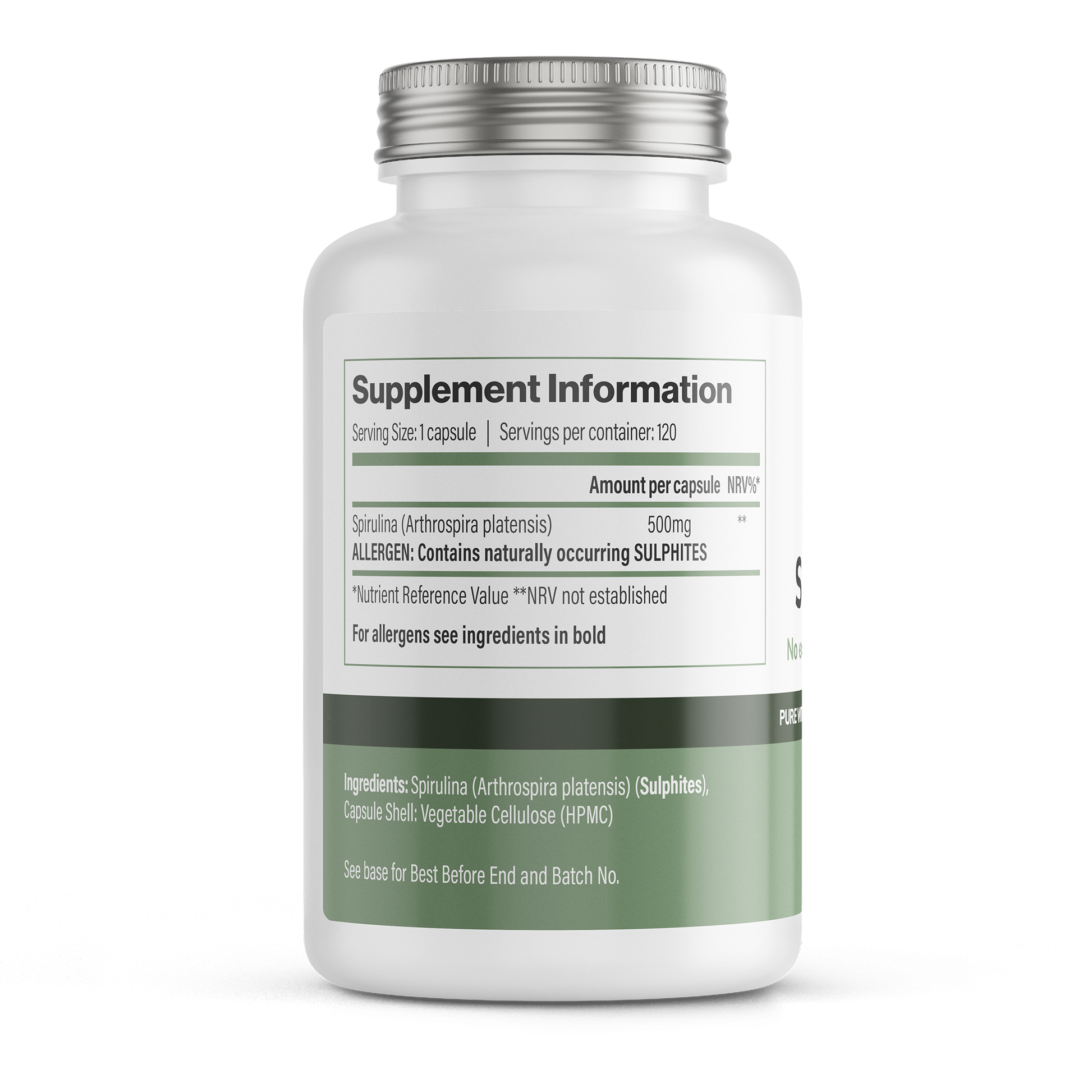 Spirulina | 500 mg Vegan Capsules – 120 Count