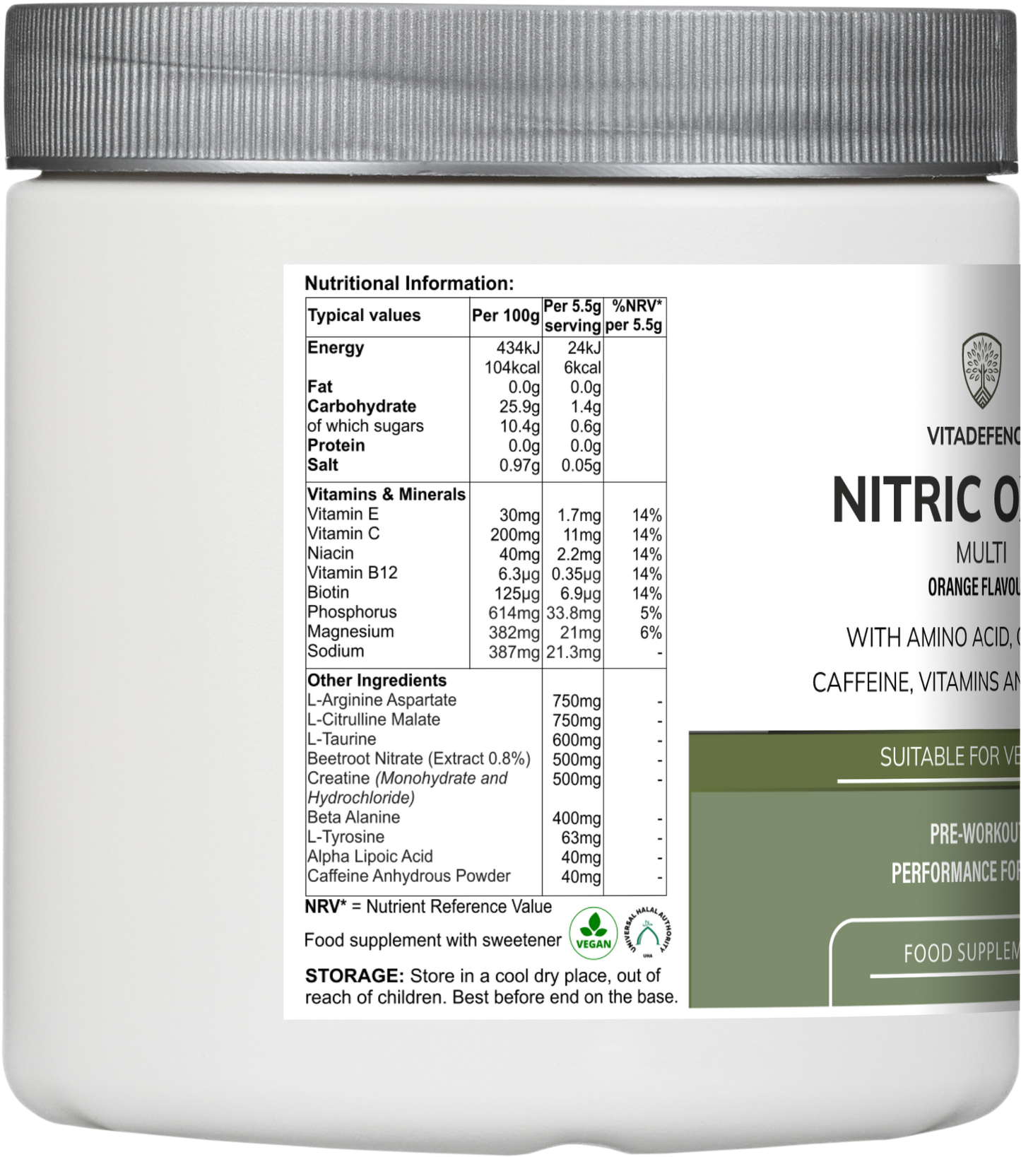 Nitric Oxide Multi | L-Arginine, L-Citrulline & Beetroot – 440g Powder